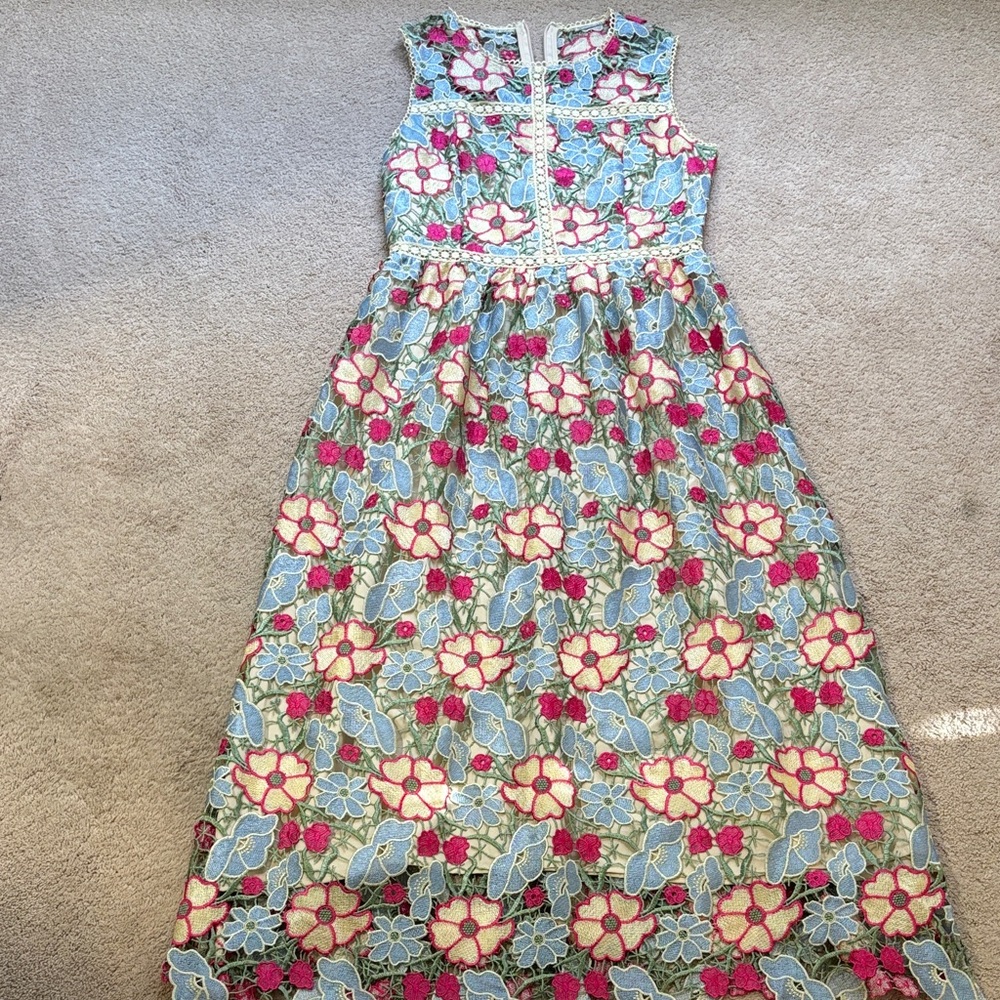 Just Me Floral Dress - Blue, Yellow and Pink